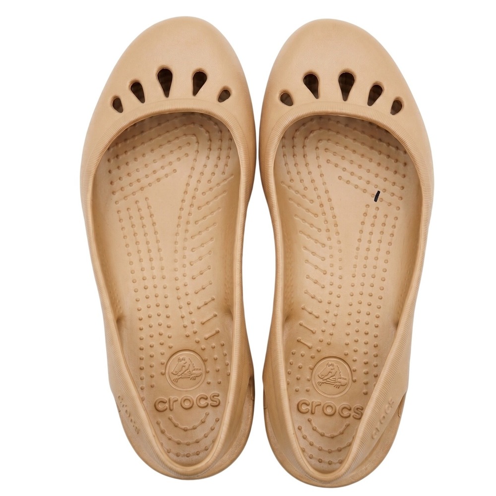 CROCS Malindi Ballet Flats Tan Slip On Cutout Shoes Womens Size 9 Y2K Retired